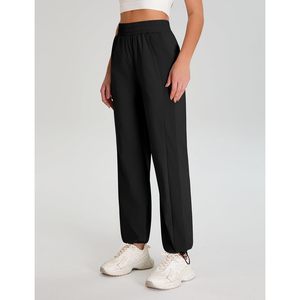 Pantalon large noir pour femme, taille élastique, léger, en tricot, pour l'automne, les voyages, la randonnée, le travail, décontracté - Product Image 2