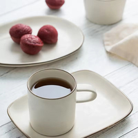 Tasse à café en céramique rétro simple tasse soucoupe ensemble pour petit déjeuner en famille pain biscuit porte-biscuits