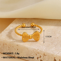 Bagues en acier inoxydable réglables coeur/coquille/nœud papillon pour femmes bagues empilables à la mode accessoires sur la main bijoux de mode