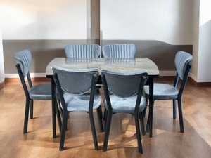 Muebles Turcos, Mesa Inteligente con 4/6 Plazas, Superficie de Mármol y Patas de Madera Maciza para Hoteles, Precios al por Mayor, Juego de Cocina, Comedor - Product Image 2