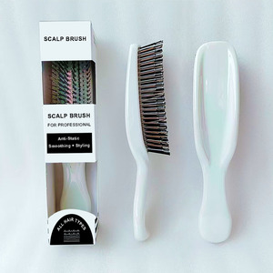 लक्जरी कॉम्पैक्ट प्लास्टिक इलेक्ट्रोप्लेटिंग एंटी-स्टैटिक हेयर केयर कंघी नरम दांत सिर मालिश बालों की त्वचा देखभाल लिंट - Product Image 4