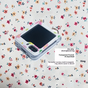 Para Find N3 Flip Huawei P50 Pocket 2 Vivo X <span class=keywords><strong>Samsung</strong></span> Z Flip 5 <span class=keywords><strong>Razr</strong></span> 40 Funda protectora de pantalla ultra plegable Soporte de anillo floral - Product Image 3