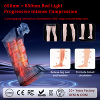 CE FCC RoHS KC PSE Zertifiziertes Luftkompressions-Beinmassagegerät mit Rotlicht 660nm 850nm, 5 Kammern, Wärme, Vibration, Kabellos, Entspannungsfördernd