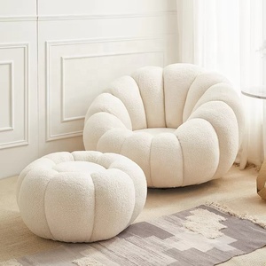 Fauteuil Pivotant en Tissu Lambswool, Canapé Lit Simple, Méridienne Paresseuse pour Balcon - Product Image 5