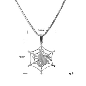 Collar Unisex de Acero Inoxidable con Colgante de Telaraña, Diseño Geométrico de Insecto, Estilo Punk Retro 12042 - Product Image 5