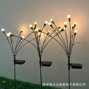 ไฟสวนพลังงานแสงอาทิตย์ 6 หัว LED ไฟสวิงกลางแจ้งพร้อมใบไม้ กันน้ำ ตั้งพื้นได้ - Product Image 4