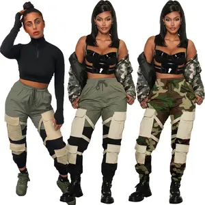 2024 Atacado HiJIJp-pop High Street Moda Harem Casual Mulheres Baggy Camuflagem Utilitário Cargo Calças