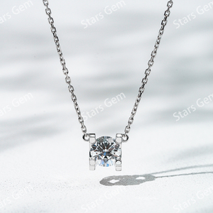 Collar clásico de joyería de 4 puntas 18K oro 0.5ct 1ct corte redondo collar de diamantes cultivados en laboratorio Suelto - Product Image 2
