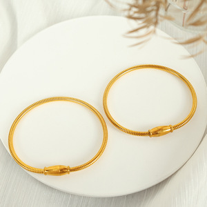 <b>Titanium</b> Steel Spring Snake Chain Bracelet Magnetic Elastic Bangle Unisex Jewelry Gift Gold Silver Color - Product Image 2
