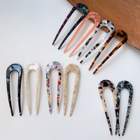 Acétate de cellulose écaille de tortue en forme de U Designer français épingles à cheveux Vintage léopard écaille de tortue acétate cheveux bâton fourchette