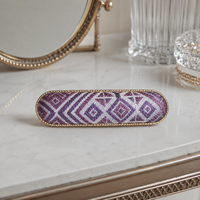 Barrette unique d'inspiration ethnique pour femme, en tissu tissé traditionnel, dorée, accessoire capillaire tendance