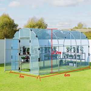 Serre tunnel polytunnel autoportante 3m 4m 5m 6m pour culture de plantes en extérieur, serre de jardin ronde à pignon, abri thermique - Product Image 2