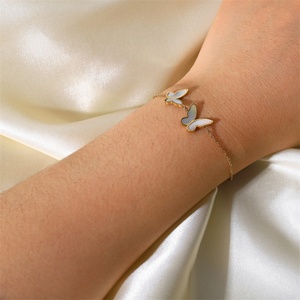 Simple O Link Chain <b>Bracelets</b> Stainless Steel Gold Plated Women butterfly <b>Shell</b> <b>Bracelet</b> Jewelry - Product Image 6