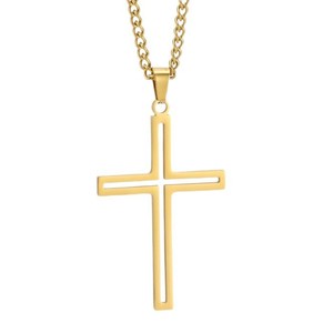 <b>Cross</b> Stainless Steel Necklace Hollow Pendant Unisex Fashion Jewelry - Product Image 5
