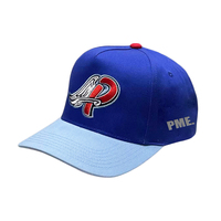 Casquette de baseball unisexe à 5 panneaux, visière incurvée, en coton, bicolore, à couronne haute, avec broderie RD BA, fabrication directe usine BSCI, personnalisable