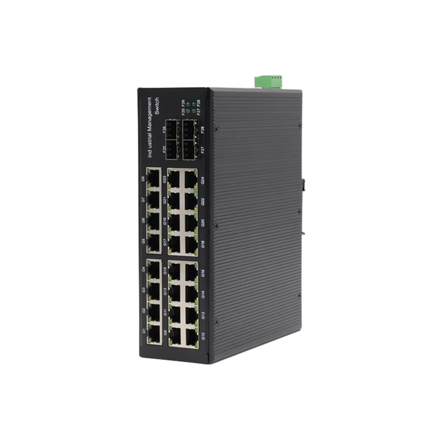 29-Port Gigabit Managed Industrial PoE Switch with L2+4-Port SFP IEEE 802.af/at SNMP QoS Stackable 52Gbps Capacity