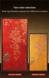 Nouvelle peinture décorative florale rouge chinoise, salon, bureau, suspendue, haut de gamme, artisanale, atmosphérique, sculpture au chisel en laiton - Product Image 5