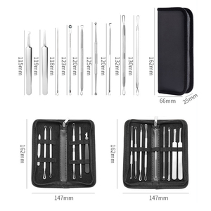 6/9 Bộ Dụng Cụ Lấy Mụn Đầu Đen Loại Bỏ Mụn Đầu Đen Hai Đầu Dụng Cụ Lấy Mụn Trị Mụn Bằng Thép Không Gỉ Chăm Sóc Mặt Kèm Bao Da - Product Image 3
