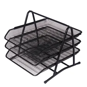 Bureau Kantoor Mesh Document Houder Metalen Draad Stapelen 3 Lagen Organizer Document Bestand Lade WL-01