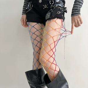 Collants sexy à mailles arc-en-ciel, style Y2K, pour femme, tendance commerce extérieur - Product Image 2