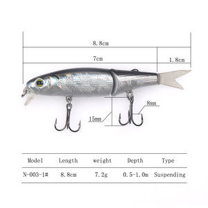Minnow Lure 88mm 7.2g Two Section Soft Tail <b>Floating</b> Bait For Bass Freshwater <b>Fishing</b> - Product Image 2