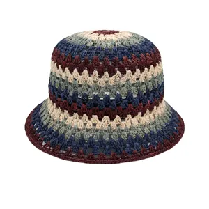 V tốt nhất bán phổ biến đầy màu sắc Crochet cloche hat bãi biển mùa hè