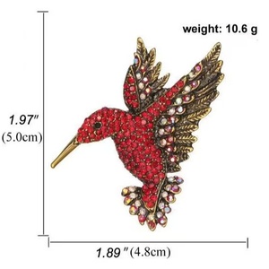Broche de colibrí de estilo europeo americano al por mayor, nuevo <span class=keywords><strong>Pin</strong></span> de cuello de diamantes de imitación de moda transfronteriza para ropa de fiesta de mujer - Product Image 3
