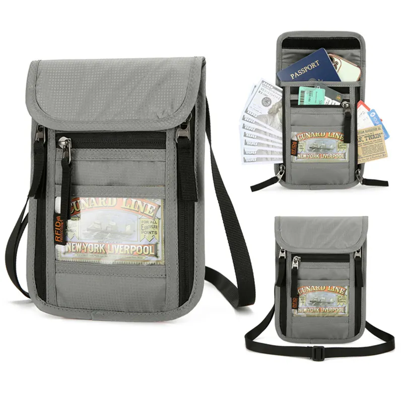 Custom collo da viaggio portafoglio Organizer custodia RFID blocco passaporto porta viaggi marsupio per gli uomini e le donne per mantenere la sicurezza dei documenti