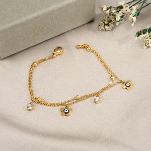 <span class=keywords><strong>Bracelet</strong></span> de couple double couche en acier titane pour femme, <span class=keywords><strong>bracelet</strong></span> assorti en acier inoxydable gravé sur mesure, résistant au ternissement - Product Image 1