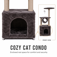 Tour d'escalade pour chat compacte et peu encombrante en sisal, avec tunnel et condo en peluche, vente en gros OEM