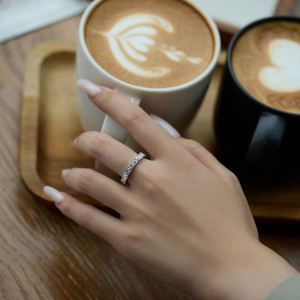 Dylam Classic Design Fine Jewelry Rhodium Plated S925 <b>Silver</b> <b>Eternity</b> Band Triangle 5A Zirconia Wedding Bridal <b>Rings</b> for Women - Product Image 6