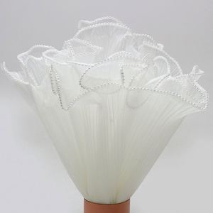 Matériel d'emballage pour bouquets floraux DIY en organza plissé ondulé style coréen avec bordure perlée, en papier synthétique recyclable - Product Image 6
