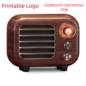 Haut-parleur en bois rétro personnalisé en usine, radio FM, lecteur de carte TF, appareil audio portable rechargeable, cadeau pour la maison et l'extérieur - Product Image 1