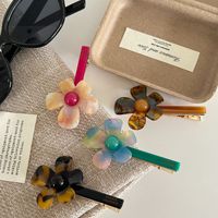 En gros, Nouvelle Pince à Cheveux en Acétate Faite Main, Motif Fleur Couleur Magique, Clip pour Frange et Cheveux Latéraux, Style Rétro Féminin Élégant, Emballage Cadeau
