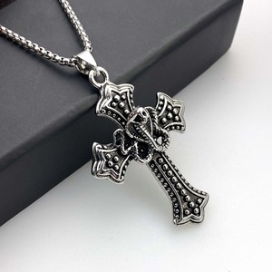 FANKE Youdemei - Collar Personalizado <span class=keywords><strong>de</strong></span> Acero Inoxidable con Colgante <span class=keywords><strong>de</strong></span> <span class=keywords><strong>Cruz</strong></span>, Diseño Punk, Estilo Hip-Hop, Plateado, para Hombre - Product Image 1