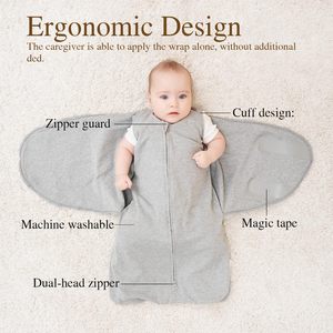 Coperte di transizione indossabili regolabili a 3 vie coperte avvolgenti per neonati in cotone da esterno sacchi a pelo per bambini - Product Image 2