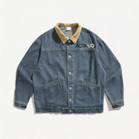 Veste en jean à manches longues OEM pour homme Logo personnalisé Veste décontractée en coton pour homme Veste en jean bleue vintage pour homme