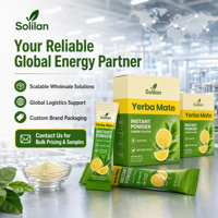 Poudre de thé Yerba Mate Solilan OEM/ODM avec Inuline, L-Théanine, sans sucre, favorise un métabolisme sain, stimule la santé