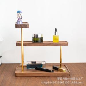 Black walnut solid wood <b>desktop</b> <b>shelf</b>, multi-layer storage rack, <b>desktop</b> key tray, entryway/front door <b>shelf</b> - Product Image 1