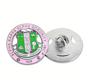 Épingles de revers personnalisées de haute qualité avec design gratuit pour sororité AKA, badges en métal émaillé or et argent pour collection de vêtements pour femmes - Product Image 5