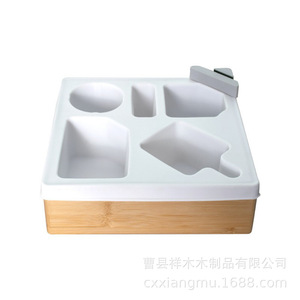 Wooden Desktop Storage Box <b>Rectangle</b> 8cm High With Silicone Insert For Snacks And Drinks Organizers - Product Image 5