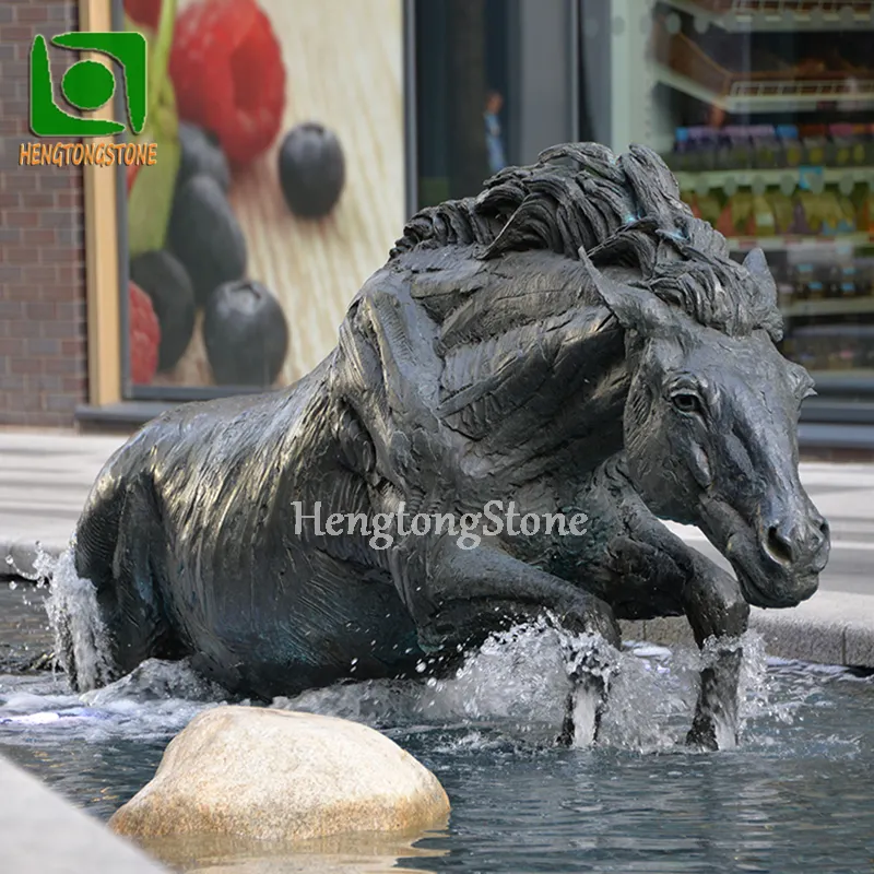 Decoración de jardín Tamaño real Metal Fundición Bronce Caballo Estatua Escultura