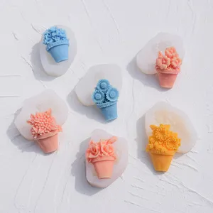 New Bouquet Flowerpot Fondant Silicone Mold DIY Flower Basket Cake Baking Tool Silicone Mold