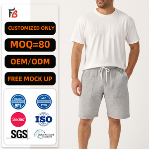 Pantaloncini Sportivi Larghi da <span class=keywords><strong>Uomo</strong></span> FB Personalizzati, <span class=keywords><strong>Bermuda</strong></span> di Alta Qualità in 100% Cotone Pesante per Corsa - Product Image 1