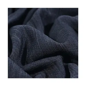 2023厂家批发黑色斜纹针织网布实心服装色织100% 涤纶面料针织罗马服装
