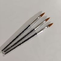 Pinceau à ongles de luxe en nylon noir avec tube transparent en acrylique et cristaux de diamant