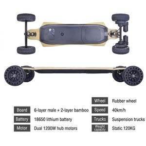 Trottinette Électrique Tout-Terrain à Double Moteur - 1200W, 4 Roues, Transmission par Courroie, Longboard Électrique pour Adultes, Commande en Gros, Haute Vitesse - Product Image 5