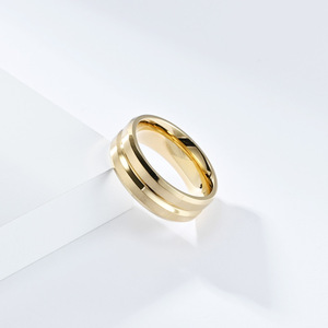 Minimalist V-Groove Titanium Steel <b>Ring</b> Unisex Fashion Accessory For Daily Wear Gold Black Steel Color Options - Product Image 3