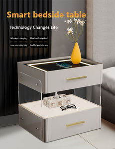 Bedroom Furniture Multifunctional Simple Smart bluetooth Speaker Wireless <strong>Charging</strong> <strong>Bedside</strong> <strong>Table</strong> with Lamp - Product Image 3