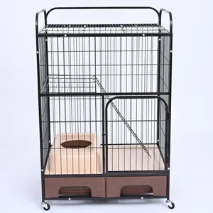 Kandang Anjing Logam Multi-Ukuran Grosir dengan Roda, Kandang Anjing Mewah Bertingkat Dua Model Kotak untuk Dalam Ruangan - Product Image 5